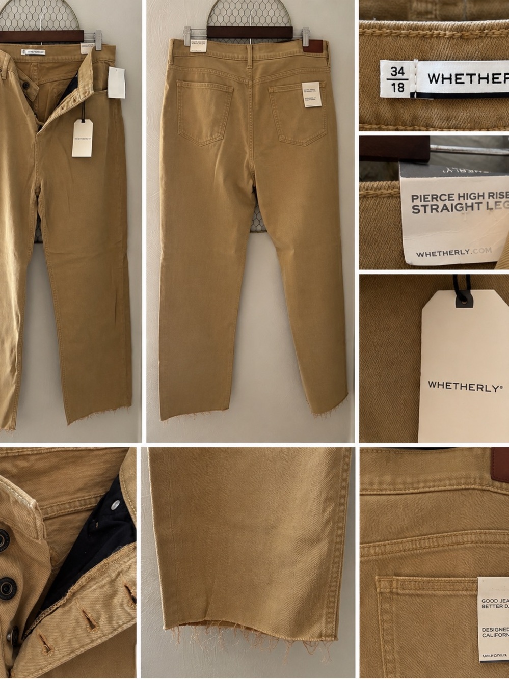 Whetherly Pierce High Rise Straight Leg Jeans 18/34W NWT Tan